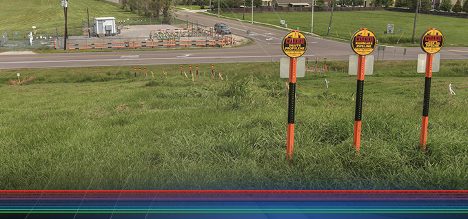 pipeline markers near an intersection