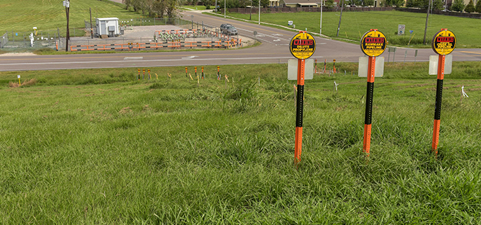 pipeline markers near an intersection