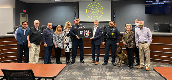 Donation presentation in Webster County for Anton the police dog