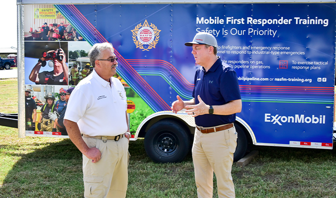 ExxonMobil Pipeline Company displaying mobile training trailer at November 2024 TEEX training